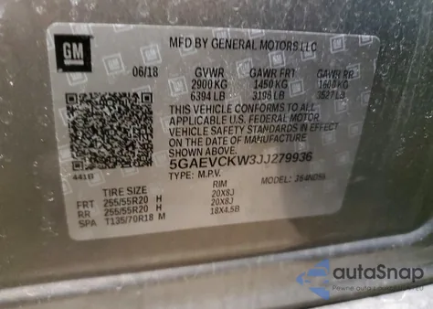 2018 Buick Enclave Avenir из США, поврежденный, VIN 5GAEVCKW3JJ279936